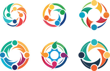 Colorful Circular Teamwork Logos Design perfect for Branding Company Identity and Social Media