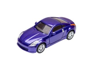 Purple toy sports car isolated on black background, Isolated On Transparent Background