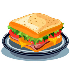 sandwich on plate no background vector