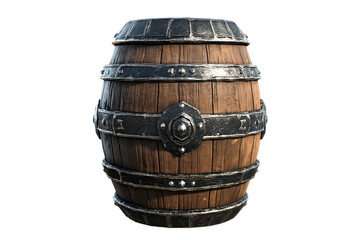 Obraz premium Realistic illustration of an old wooden barrel isolated on white background