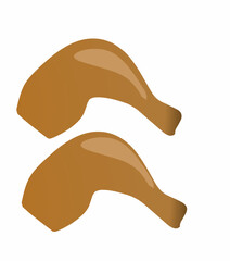 Vector Illustration of Two Cooked Chicken Drumsticks. Fried chicken legs. Perfect for food-related designs, restaurant menus, culinary infographics, fast food branding, children's book