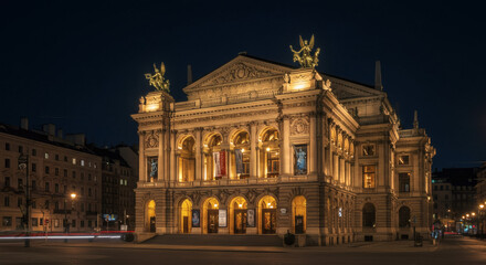 Obraz premium Majestic Night View Elegant Buildings and Architecture of the Opera House