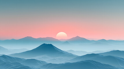 Fototapeta premium A stunning minimalist background of a single mountain unicake against a gradient sky