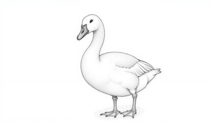 Fototapeta premium Cartoon illustration of a standing white duck on a plain background 