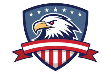 American Eagle Crest Shield with Red, White, and Blue Ribbon Emblem