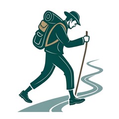 Fototapeta premium Stylized Hiking Adventure Vector Image Icon
