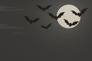 Halloween bats flying in night with full moon spooky background image