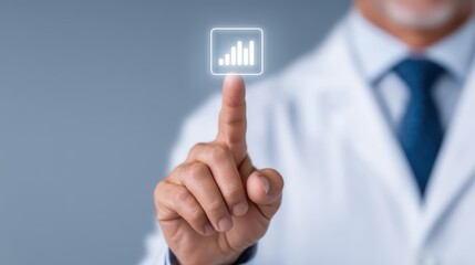 Medical professional using digital interface to monitor patient data with interactive graph representation