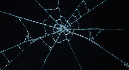 Cracked Glass Texture on Dark Background Creates Shattered Effect