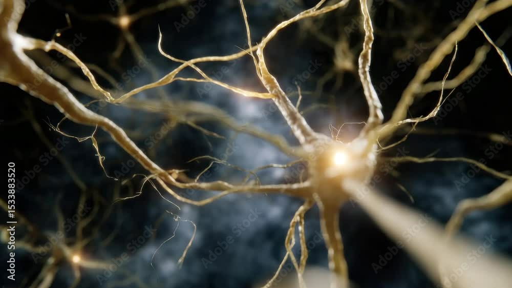 Poster close-up of brain cells or neurons, representing mental energy and idea generation.
