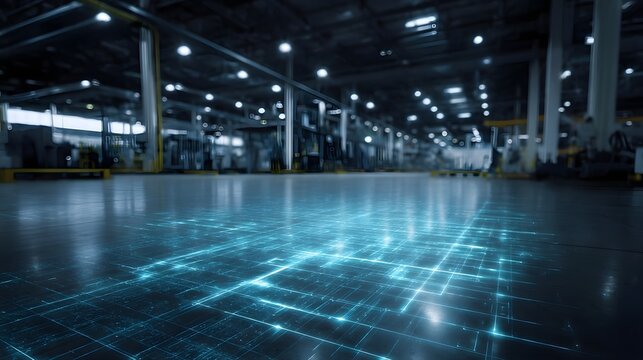 Smart factory floor displaying a holographic visualization of electrical demand