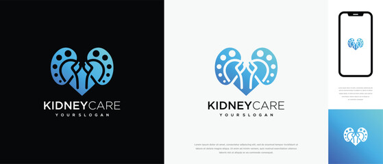 Kidney love logo design. Kidney internal organ logo design vector icon	