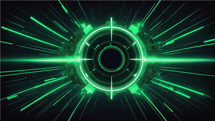 abstract dark green neon light streaks radiating from the center on a dark background (3)