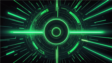 abstract dark green neon light streaks radiating from the center on a dark background (7)