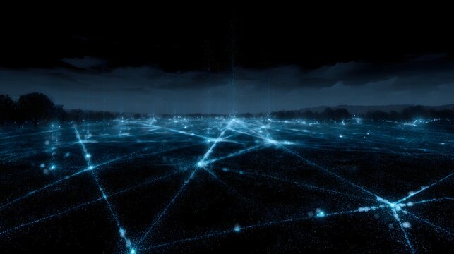 Interconnected electricity network with glowing nodes and flow arrows - Powered by Adobe