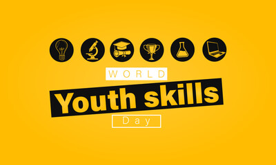 Celebrate World Youth Skills Day background design. Highlighting education, innovation, and growth for the next generation of skilled youth.