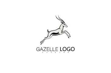 Naklejka premium Modern Silhouette of Jumping Gazelle Logo in Vector Art Style. Sleek Deer Wildlife Branding for Outdoor Business Identity, Nature Emblem, or Creative Minimalist Animal Symbol Illustration.