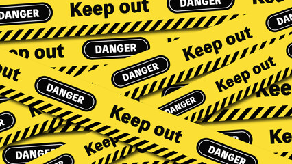 Fototapeta premium Keepout、DANGERのバリケードテープ（全面）