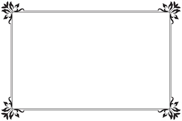 Elements of ornate vintage frames. Border black on white classic calligraphy swirls, floral motifs. Design print for greeting cards, wedding invitations, restaurant menu, royal certificates. Set 221