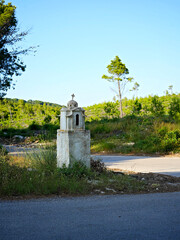 Greek Orthodox roadside shrine in rural Zakynthos, Greece
