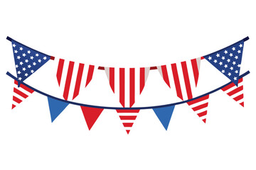 Festive USA Pennant Banner Decoration Stars, Stripes and Solid Colors for Patriotic Events