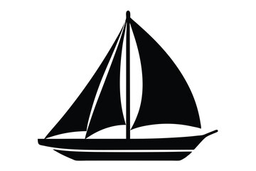 Fototapeta premium Minimalist Black Silhouette of a Sailing Boat With Two Sails on White Background