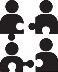 Puzzle pieces fitting together as people