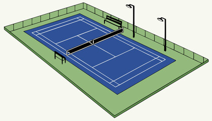 Tennis Clay Court. View from the bird's flight. Aerial photography           