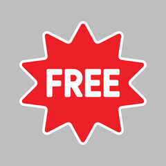 FREE red and white bold burst vector  star-shaped label for highlighting promotional products, services, or bonus items.