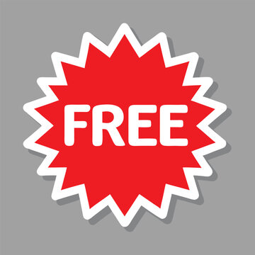 FREE vector graphic with wavy edge &mdash; bold red label design for promotions, giveaways, retail offers, and ecommerce sales.