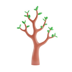 Stylized Green Leafy Tree Model on White Background for Eco Friendly and Nature Concept