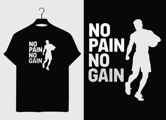 No Pain No Gain fitness shirt design with bold text and silhouette — motivational gym quote for workout and bodybuilding enthusiasts.