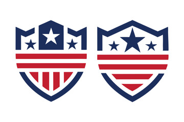 Patriotic Shields Illustration Red, White, and Blue USA Themed