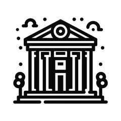 Concept of Buildings and structures in a minimalist line art style  