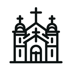 Outline of a church with crosses in a minimalist style  