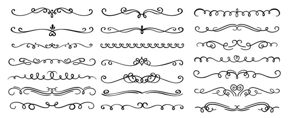swirl ornaments frames vintage borders corner dividers filigree elements calligraphy line decoration