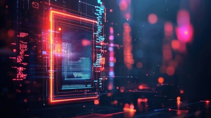Digital Matrix, Cyberpunk-Inspired Visualization of Data Streams and Code