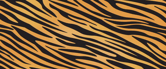 Tiger skin. Vector seamless texture. Striped animal pattern Vector Background