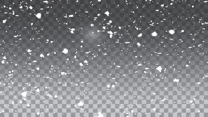 Falling Snow Overlay Background. Snowfall Winter  Background. Vector Illustration.
