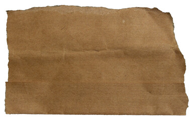 Ripped torn brown paper edge on transparent background, paper tear stripes cut out design element