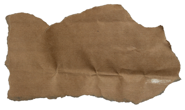 Ripped torn brown paper edge on transparent background, paper tear stripes cut out design element