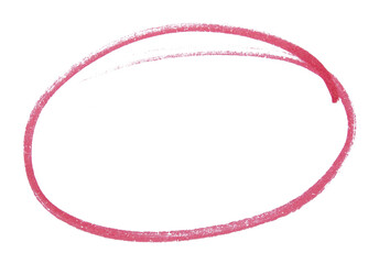 Round highlight doodle drawn with red marker on transparent background
