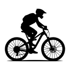 Obraz premium Silhouette of mountain biker on trail