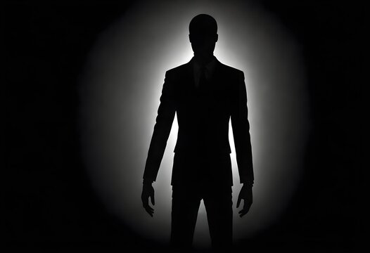 Silhouette of slenderman in the dark