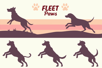Fleet Paws: Dog Silhouette Collection in Motion