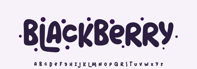 Summer blackberry, joyful lettering, cartoon rounded typography. Childish font for friendly logo headline of culinary recipe book, sweets, ice cream title. Food typographic design. Vector typeset. © artyway