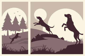 Paws in Flight: Dog Running Silhouette Bundle