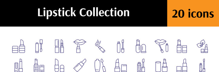 Lipstick Line Icon Collection. Minimalistic Linear Pictogram for Web and Graphic Design, Apps, Banners, Social Network and Cards