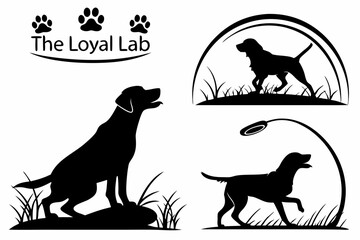The Loyal Lab: Black Silhouette Breed Logo Pack