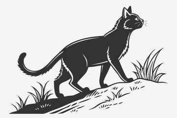 vector isolated silhouette cat set